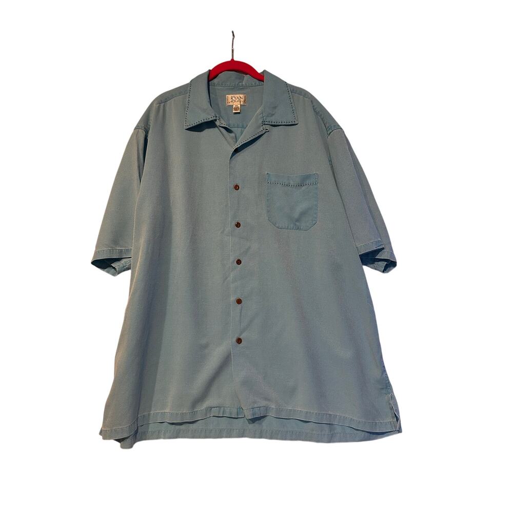 Ryan Michael Silk Blend Short Sleeve Button Up Shirt Size XXLarge Vintage Beach